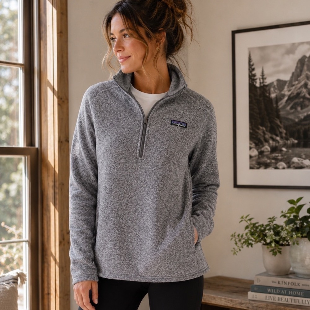 Patagonia Better Sweater 1/4 Zip Fleece Pullover Heather Gray Women's Large